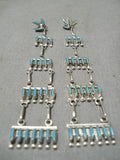 Fabulous Vintage Native American Zuni Turquoise Sterling Silver Dangle Earrings Old-Nativo Arts