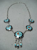 Burdian Sosseah Vintage Native American Zuni Inlay Turquoise Sunfaces Sterling Silver Necklace-Nativo Arts