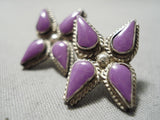 Incredible Vintage Native American Navajo Sugulite Steling Silver Earrings-Nativo Arts
