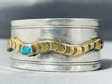 Gold Snake Vintage Native American Navajo Morenci Turquoise Sterling Silver Bracelet-Nativo Arts