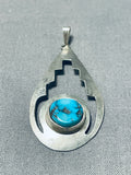 Marvelous Vintage Native American Navajo Morenci Turquoise Sterling Silver Pendant-Nativo Arts
