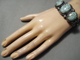 One Of The Best Vintage Native American Navajo #8 Turquoise Sterling Silver Bracelet Old-Nativo Arts