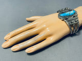 Ornate Vintage Native American Navajo Kingman Turquoise Sterling Silver Bracelet-Nativo Arts