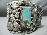Heavy Huge Native American Navajo Buffalo Turquoise Sterling Silver Bracelet- 200 Grams!-Nativo Arts
