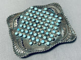 The Most Unique Ever Vintage Native American Navajo Turquoise Snake Eyes Sterling Silver Buckle-Nativo Arts