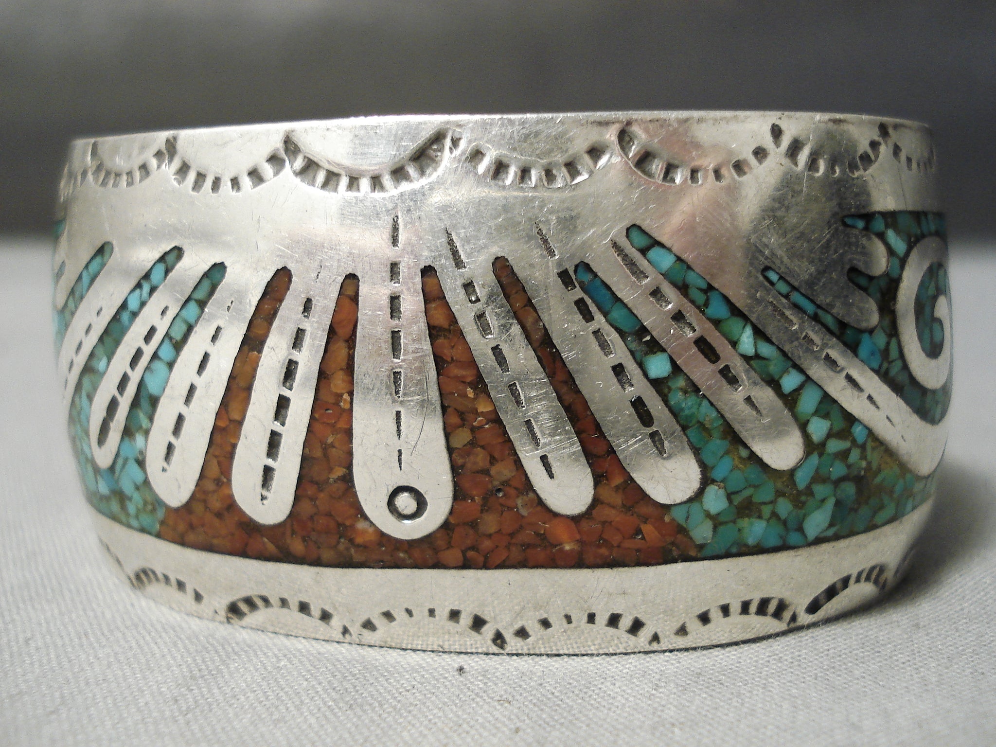 Important Hallmark Vintage Native American Navajo Turquoise Coral Ster