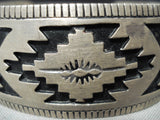 Intricate Vintage Native American Navajo Sterling Silver Rug Design Bracelet-Nativo Arts