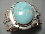 Heavy Vintage Native American Navajo Carico Lake Turquoise Sterling Silver Bracelet-Nativo Arts
