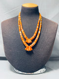 Native American Lupe Lovato Santo Domingo Orange Spiny Oyster Sterling Silver Necklace-Nativo Arts