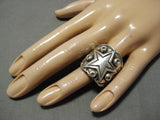 Huge Detailed Heavy Men's Vintage Native American Navajo Dallas Cowboys Sterling Silver Ring-Nativo Arts