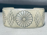 Impressive Vintage Native American Navajo Sterling Silver Bracelet Signed Tahe-Nativo Arts