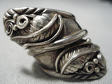 Important Earlier Adjustable Vintage Native American Navajo Sterling Silver Leaf Ring-Nativo Arts