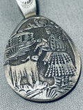One Of The Most Detailed Hand Carved Vintage Native American Navajo Sterling Silver Necklace-Nativo Arts