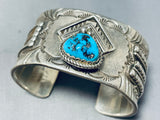 One Of The Most Unique Vintage Native American Navajo Turquoise Sterling Silver Bracelet Hvy-Nativo Arts