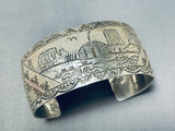 Noteworthy Vintage Signed Native American Hopi Handcarved Storyteller Sterling Silver Bracelet-Nativo Arts