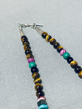 Authentic Thomas Singer Vintage Native American Navajo Tiger's Eye Sterling Silver Necklace-Nativo Arts