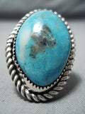 Impressive Vintage Native American Navajo Blue Diamond Turquoise Sterling Silver Ring-Nativo Arts