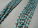Native American Very Important!! Very Rare Zig Zag Turquoise Sterling Silver Heishi Necklace Old-Nativo Arts