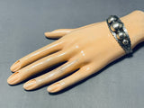 Early 1900's Vintage Native American Navajo Sterling Silver Sunstamp Bracelet Cuff-Nativo Arts