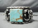 Huge Scorpion #8 Turquoise Sterling Silver Native American Bracelet-Nativo Arts
