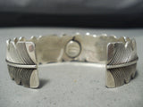 Extremely Detailed Vintage Native American Navajo Sterling Silver Feather Bracelet-Nativo Arts