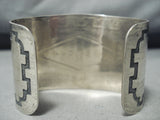 Huge Rug Design Vintage Native American Navajo Hand Tooled Sterling Silver Wide Bracelet-Nativo Arts