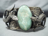 Native American Amazing Green Turquoise Sterling Silver Double Gecko Bracelet-Nativo Arts
