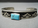 Thicker Heavy Vintage Native American Navajo Cross Turquoise Sterling Silver Pueblo Bracelet-Nativo Arts