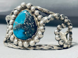Heavy Blue Diamond Turquoise Vintage Native American Navajo Sterling Silver Bracelet-Nativo Arts
