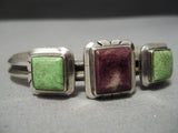 Thick Heavy Vintage Native American Navajo Gaspeite Sterling Silver Bracelet Cuff-Nativo Arts