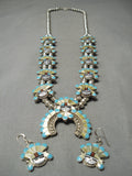 Detailed!! Vintage Zuni Native American Sterling Silver Squash Blossom Necklace-Nativo Arts