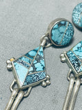 The Best Vintage Native American Navajo Blue Diamond Turquoise Sterling Silver Earrings-Nativo Arts