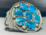 Chunky Turquoise Cluster Vintage Native American Navajo Sterling Silver Bracelet-Nativo Arts