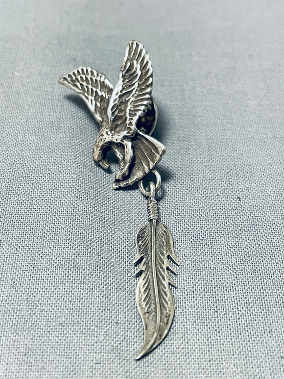 Marvelous Vintage Native American Navajo Sterling Silver Eagle Tie Pin-Nativo Arts