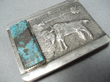 Magnificent San Felipe Turquoise Sterling Silver Buckle Native American-Nativo Arts