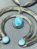 Special Vintage Native American Navajo Turquoise Sterling Silver Naja Necklace-Nativo Arts