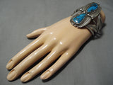 Superlative Vintage Native American Navajo Pilot Mountain Turquoise Sterling Silver Bracelet-Nativo Arts