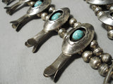 Huge Heavy Vintage Native American Navajo Turquoise Sterling Silver Squash Blossom Necklace Old-Nativo Arts