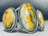 Towering Native American Navajo Honeybee Jasper Sterling Silver Bracelet Signed-Nativo Arts