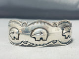 Native American Bear Love Vintage Navajo Sterling Silver Cloud Bracelet-Nativo Arts