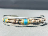 Heishi Love Vintage Native American Navajo Turquoise Sterling Silver Bracelet Old-Nativo Arts