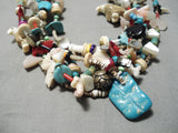 Rare Vintage Native American Navajo 243 Gram Royston Turquoise Charm Sterling Silver Necklace-Nativo Arts