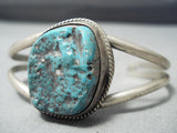 Spectacular Vintage Native American Navajo Old Kingman Turquoise Sterling Silver Bracelet-Nativo Arts