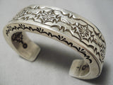 Thick Heavy Sturdy Navajo Stamp Genius Sterling Silver Native American Bracelet-Nativo Arts