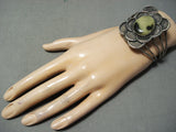 Unique Moss Stone Vintage Native American Navajo Sterling Silver Wire Bracelet Old-Nativo Arts