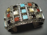 Important Vintage Native American Zuni Michael Lasiloo Turquoise Inlay Sterling Silver Bracelet-Nativo Arts