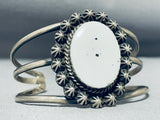 Spectacular Vintage Native American Navajo White Buffalo Sterling Silver Bracelet-Nativo Arts