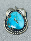Beautiful Vintage Native American Navajo Morenci Turquoise Sterling Silver Pendant-Nativo Arts