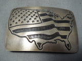 Newsworthy Vintage Zuni Usa Flag Sterling Silver Buckle Native American Old-Nativo Arts