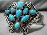 Native American Amazing Rare Jemez Turquoise Sterling Silver Star Bracelet-Nativo Arts
